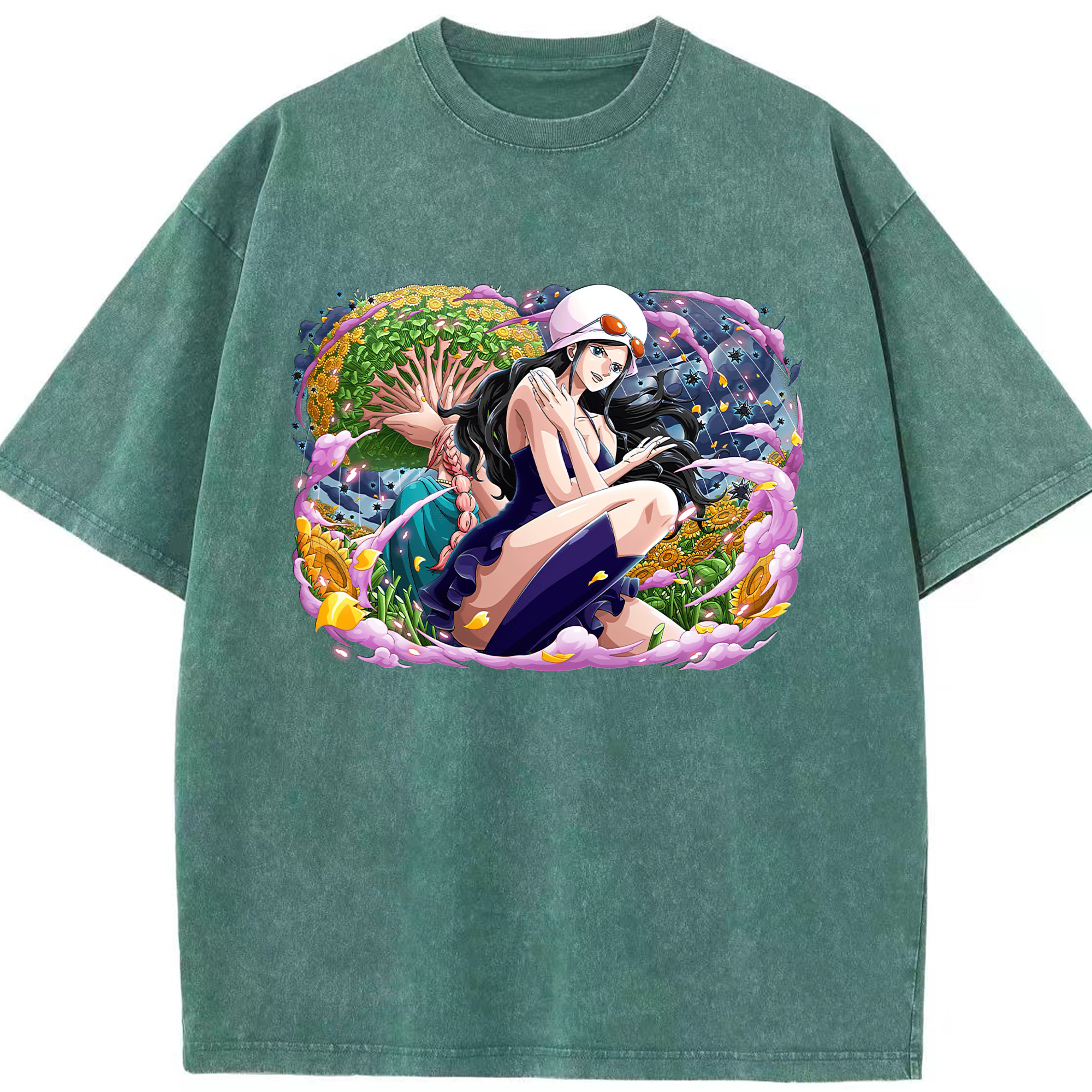 ワンピース ニコ・ロビン ONE PIECE Nico Robin 綿100% ヴィンテージ風 半袖Tシャツ（フロントプリント）